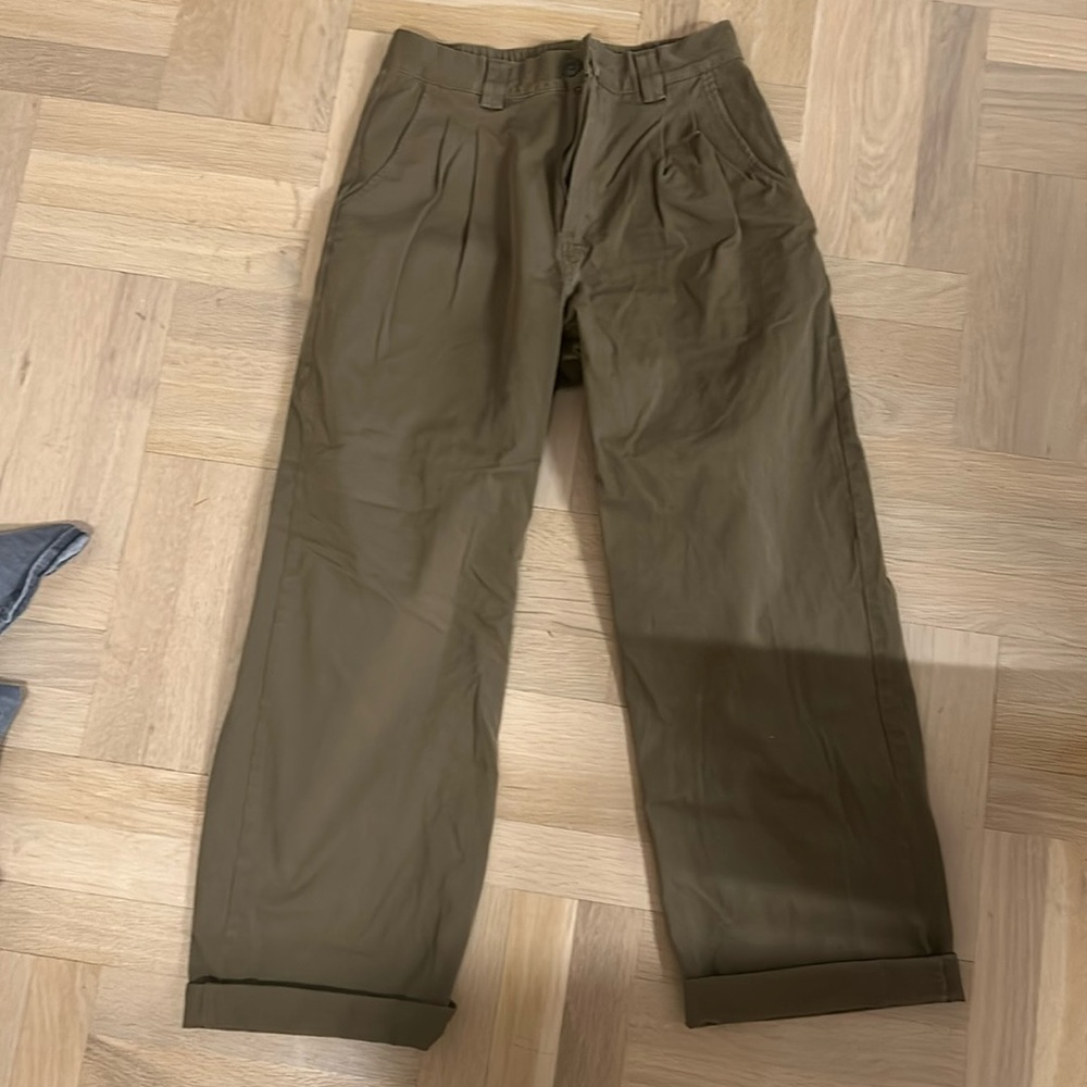 Muji S wide leg pleated chinos